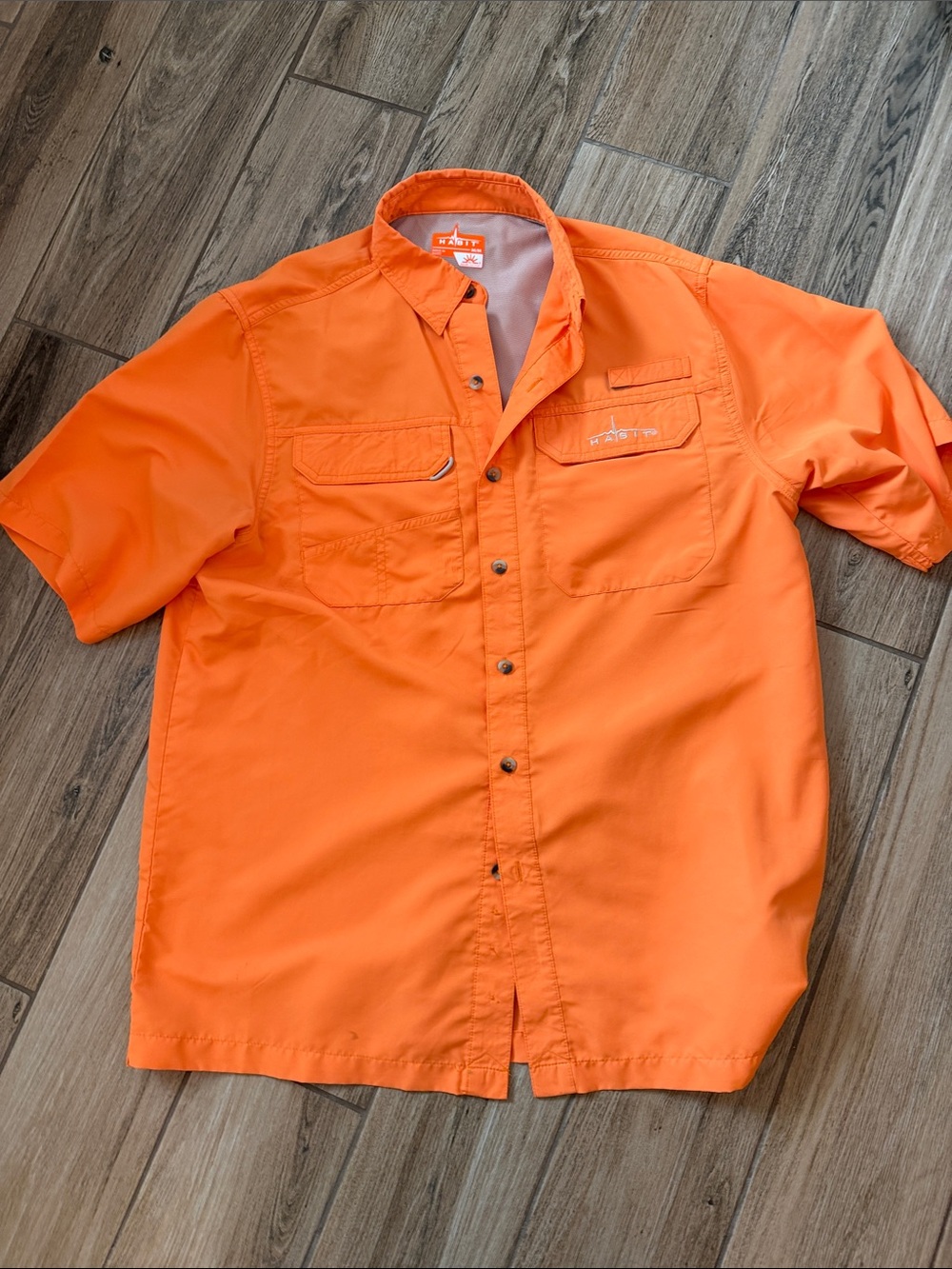 Habit Men's Short-Sleeve Button-Down Shirt in Orange